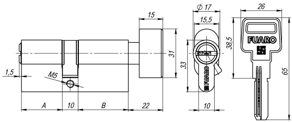 Цилиндровый механизм (R602/60) R6002Knob60(25+10+25) CP хром 5Key с вертушкой