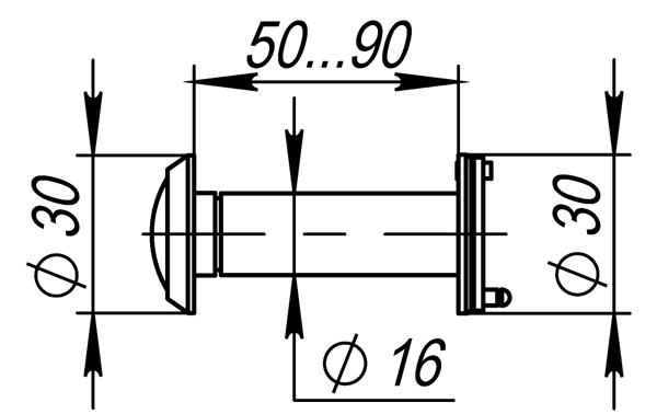 Глазок дверной, оптика пластик DV 3/90-50/Z (VIEWER 3 DVZ) AB бронза